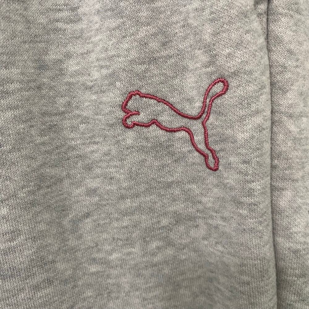 PUMA Womens L Gray Cropped Joggers Pink Logo Sweatpants Athleisure - Picture 4 of 10